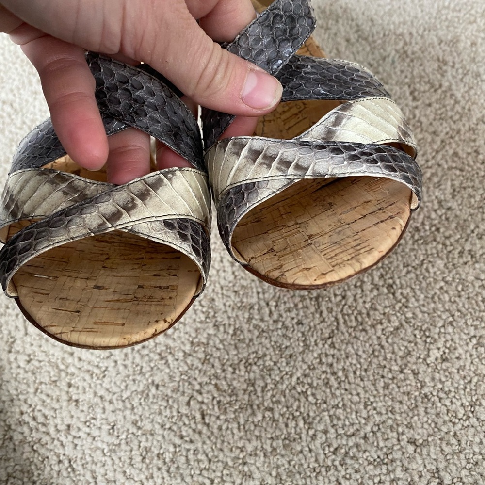 Manolo Blahnik Python Cork Slingback Heels - image 3